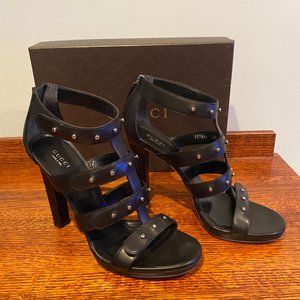Gucci Black Leather Cage Sandals size 10.5